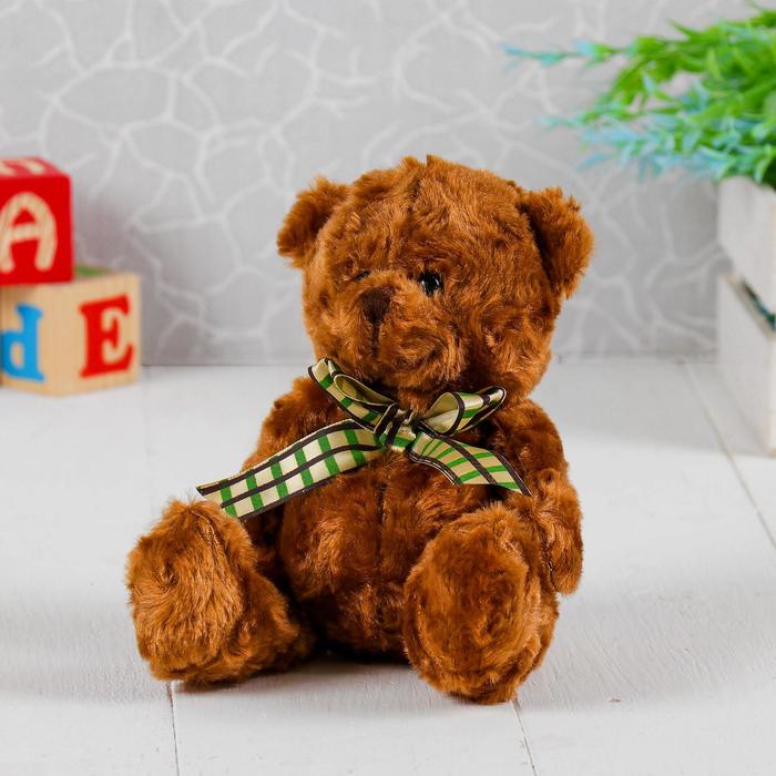 Мягкая игрушка «Медведь завиток», бант, клетка, цвета МИКС - фото 1908217054