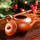 Набор для чайной церемонии керамический «Иероглиф», 5 предметов: чайник 200 мл, 4 пиалы, 25 мл, цвет коричневый - Фото 4