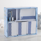 Набор аксессуаров для ванной комнаты «Ромбы», 4 предмета (мыльница, дозатор для мыла, 2 стакана), цвет бело-синий - Фото 3