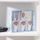 Набор аксессуаров для ванной комнаты «Роза», 4 предмета (дозатор 300 мл, мыльница, 2 стакана), цвет белый - Фото 4