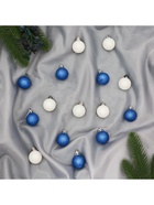 Ёлочные игрушки «Блеск», шары новогодние, d=3 см, набор 15 шт., белый/синий - Фото 3