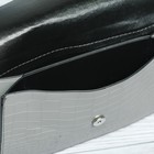 Клатч на молнии, 2 отдела с перегородкой, длинный ремень, цвет серый - Фото 3