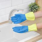 Перчатки хозяйственные резиновые Доляна, размер XL, плотные, 80 гр, цвет МИКС - Фото 3