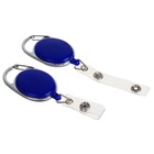 Карабин для бейджа, с держателем-рулеткой, на кнопке, синий - Фото 3