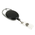Карабин для бейджа, с держателем-рулеткой, на кнопке, чёрный - Фото 3