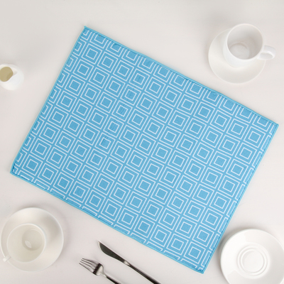 Коврик для сушки посуды Доляна «Квадраты», 38×51 см, микрофибра, цвет голубой