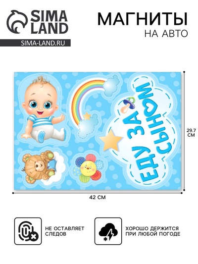 Набор магнитов на авто «Еду за сыном», на выписку