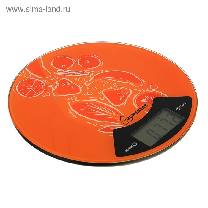 Весы кухонные HOMESTAR HS-3007, электронные, до 7 кг, оранжевые - Фото 1