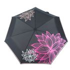 Зонт автоматический "Цветы", облегчённый, R=52см, цвет чёрный - Фото 1