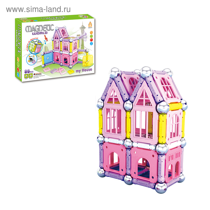 Конструктор магнитный «Дом», световые и звуковые эффекты, 88 деталей - Фото 1