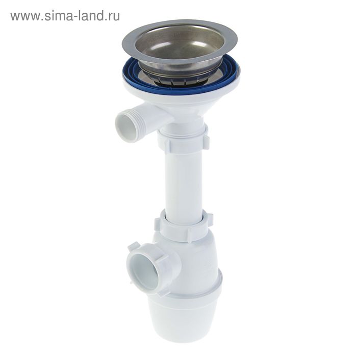 Сифон для мойки ORIO А-4027, 3 1/2"x40 мм, нержавеющая решетка d=114 мм - Фото 1