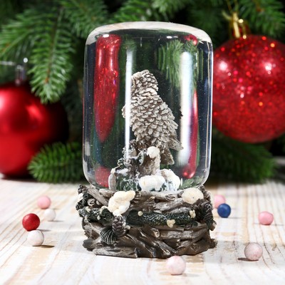 Сувенир полистоун водяной "Полярная сова" 8,5х5,5х5,5 см