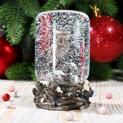 Сувенир полистоун водяной "Полярная сова" 8,5х5,5х5,5 см