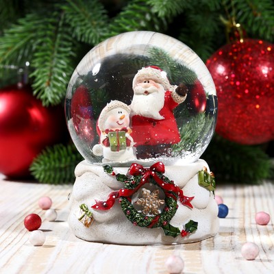 Сувенир полистоун водяной шар "Новый год" 9х7х7 см