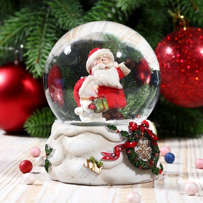 Сувенир полистоун водяной шар "Новый год" 9х7х7 см