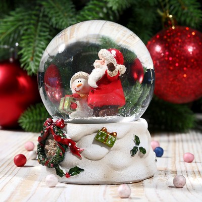 Сувенир полистоун водяной шар "Новый год" 9х7х7 см