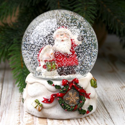 Сувенир полистоун водяной шар "Новый год" 9х7х7 см