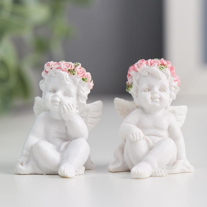 Фигурка полистоун «Ангелочек в розовом веночке», 5×3.5×3 см, МИКС - Фото 1