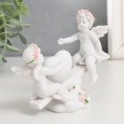 Фигурка полистоун «Ангелочки в розовых веночках качаются на качалке», 10×11×4.5 см - Фото 2