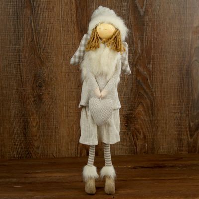 Сувенир полистоун "Девочка-ангел в колпаке и меховой жилетке" 56х9х8 см