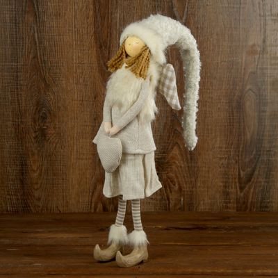 Сувенир полистоун "Девочка-ангел в колпаке и меховой жилетке" 56х9х8 см