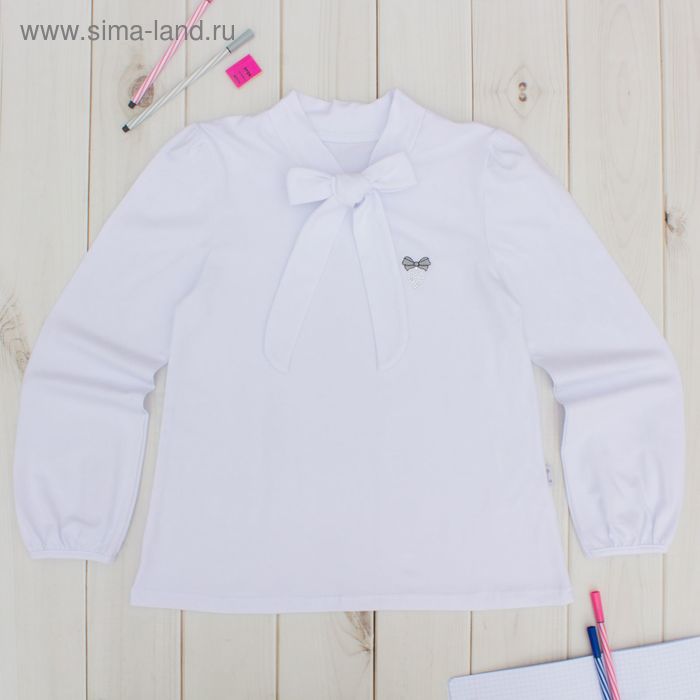 Блузка для девочки "Школьная пора", рост 128 см (64), цвет белый - Фото 1