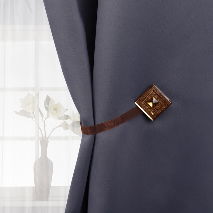 Подхват для штор «Блестящий квадрат», 4×4 см, коричневый - Фото 1