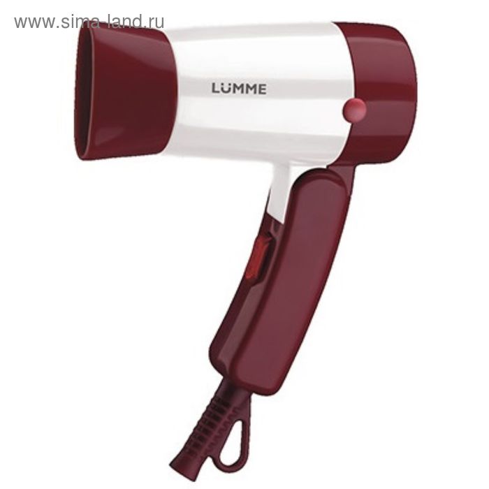 Фен LUMME LU-1040, 1200 Вт, 2 температурных режима, складная ручка, светлый рубин - Фото 1
