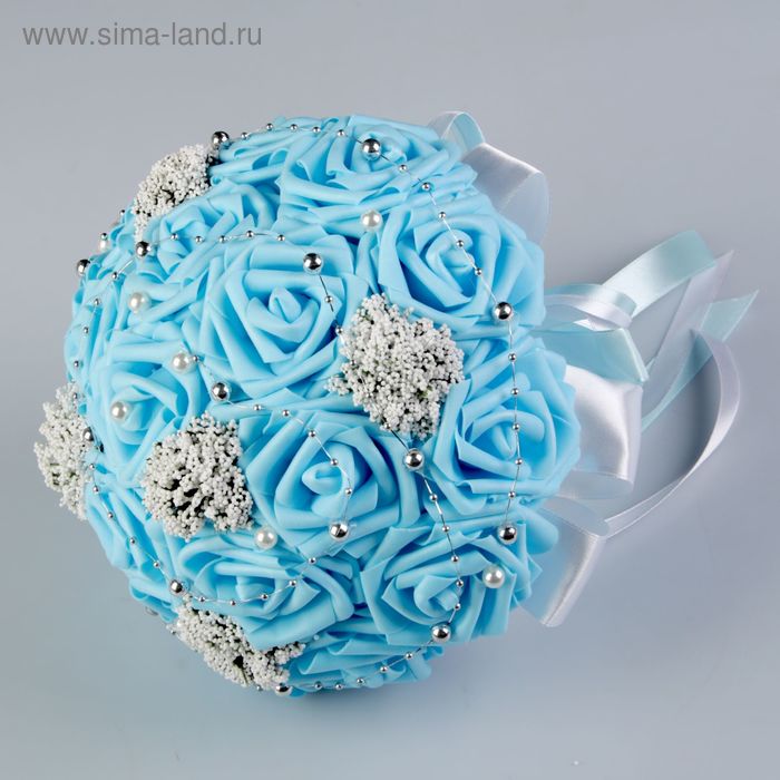 Букет-дублёр для невесты «Французское кружево» из силиконовых роз, голубой - Фото 1