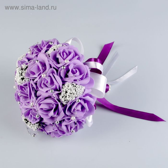 Букет-дублёр для невесты «Французское кружево» из силиконовых роз, фиолетовый - Фото 1