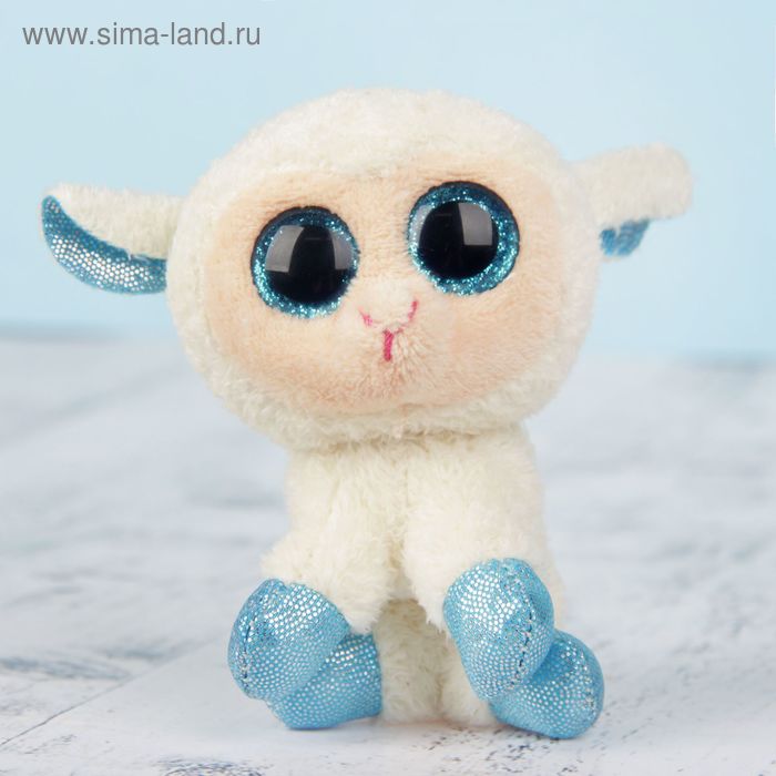 Мягкая игрушка-брелок "Овечка", белая с голубыми копытцами, 12 см 36598 - Фото 1