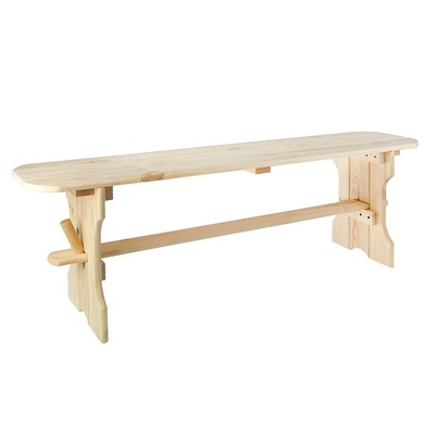 Лавка с фигурными ножками, из сосны, 120х27х42 см, ПРОМО