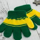 Перчатки детские Collorista, размер 12, цвет зелёный/жёлтый - Фото 2