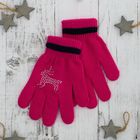Перчатки детские "Блеск", размер 16, цвет розовый/чёрный, аппликация МИКС - Фото 1