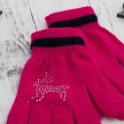 Перчатки детские "Блеск", размер 16, цвет розовый/чёрный, аппликация МИКС - Фото 2