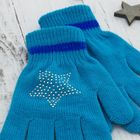 Перчатки детские "Блеск", размер 16 (р-р произв. 8), цвет голубой, аппликация МИКС - Фото 2