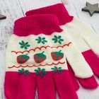 Перчатки для девочки "Клубничка", размер 16 (р-р произв. 8), цвет ярко-розовый - Фото 2