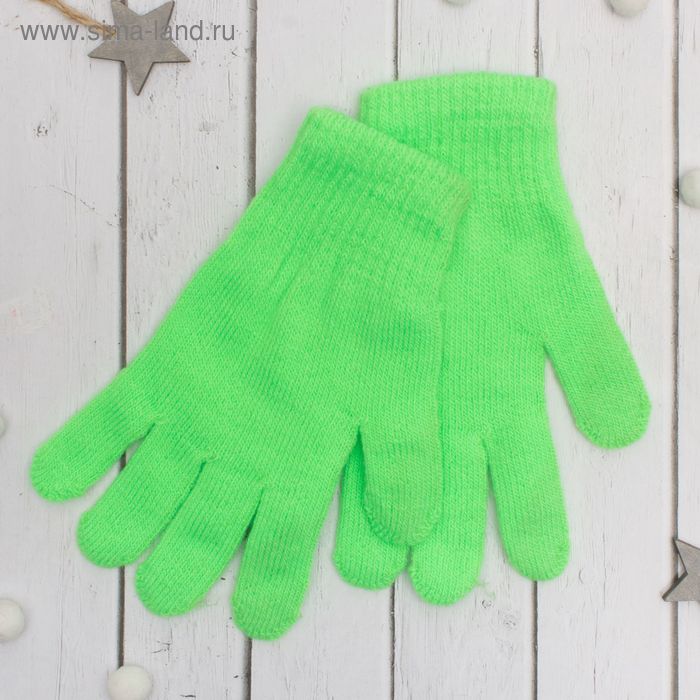 Перчатки молодёжные "Однотонные", размер 18, цвет ярко-зелёный - Фото 1
