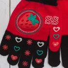 Перчатки детские "Ягодка", размер 22 (р-р произв. 11), цвет чёрный/красный - Фото 2