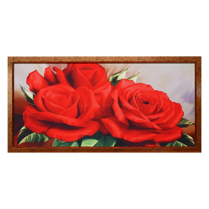 Гобеленовая картина "Розы красные" 63*123 см рамка микс - Фото 1