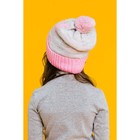 Шапка двухслойная детская "Зайка", размер 52, цвет светло-серый меланж/розовый кс116 - Фото 6