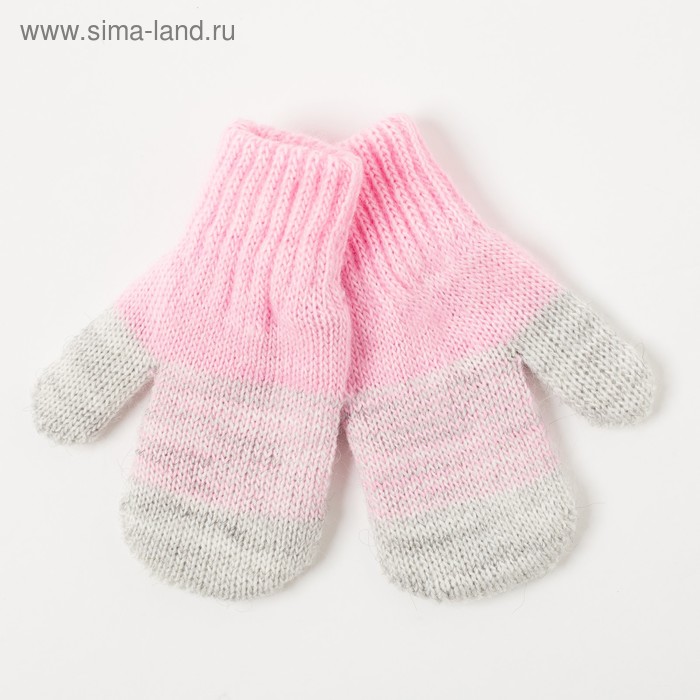 Варежки двойные детские "Мираж", размер 11, цвет серый меланж/розовый 2с229_М - Фото 1