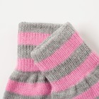 Перчатки одинарные для девочки "Полоска", размер 14, цвет розовый/серый 6с177 - Фото 3