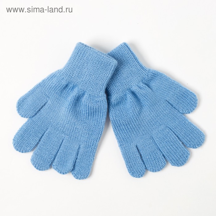 Перчатки одинарные для девочки, размер 14, цвет голубой 6с177 - Фото 1
