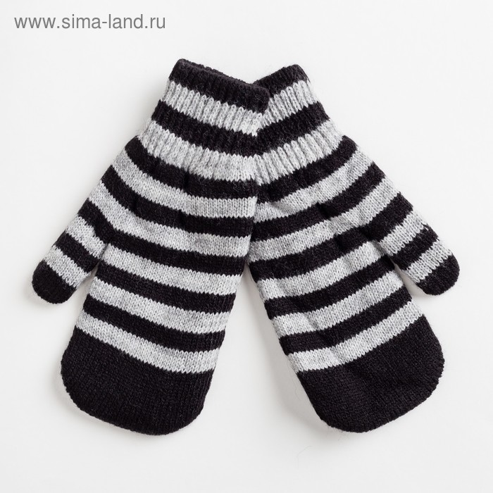 Варежки двойные для мальчика, размер 14, цвет серый меланж/чёрный 2с229 - Фото 1