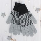 Перчатки двойные для мальчика "Анжу", размер 17, цвет серый меланж/чёрный 3с239 - Фото 1