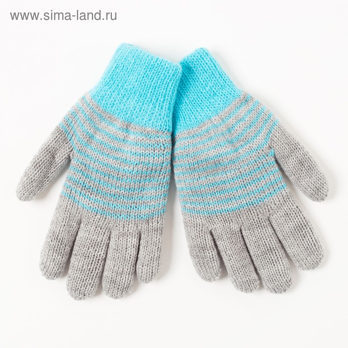 Перчатки двойные для мальчика «Анжу», размер 14, цвет серый меланж/голубой - Фото 1