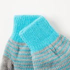Перчатки двойные для мальчика «Анжу», размер 14, цвет серый меланж/голубой - Фото 3