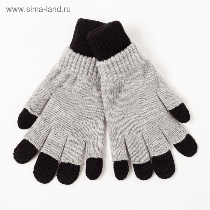 Перчатки одинарные с митенкой для мальчика, размер 17, цвет чёрный/светло-серый меланж 4с255   20231 - Фото 1