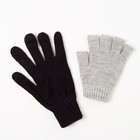 Перчатки одинарные с митенкой для мальчика, размер 17, цвет чёрный/светло-серый меланж 4с255   20231 - Фото 4